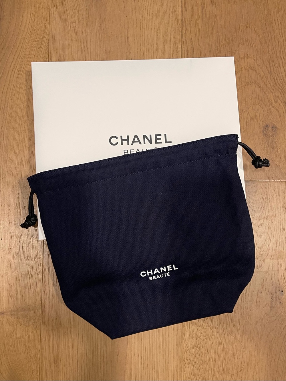 Chanel Beauté Navy/Black Reversible Drawstring Pouch